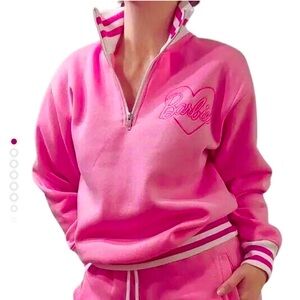 Barbie Pink Pullover Quarter Zip Sweatshirt Size Medium